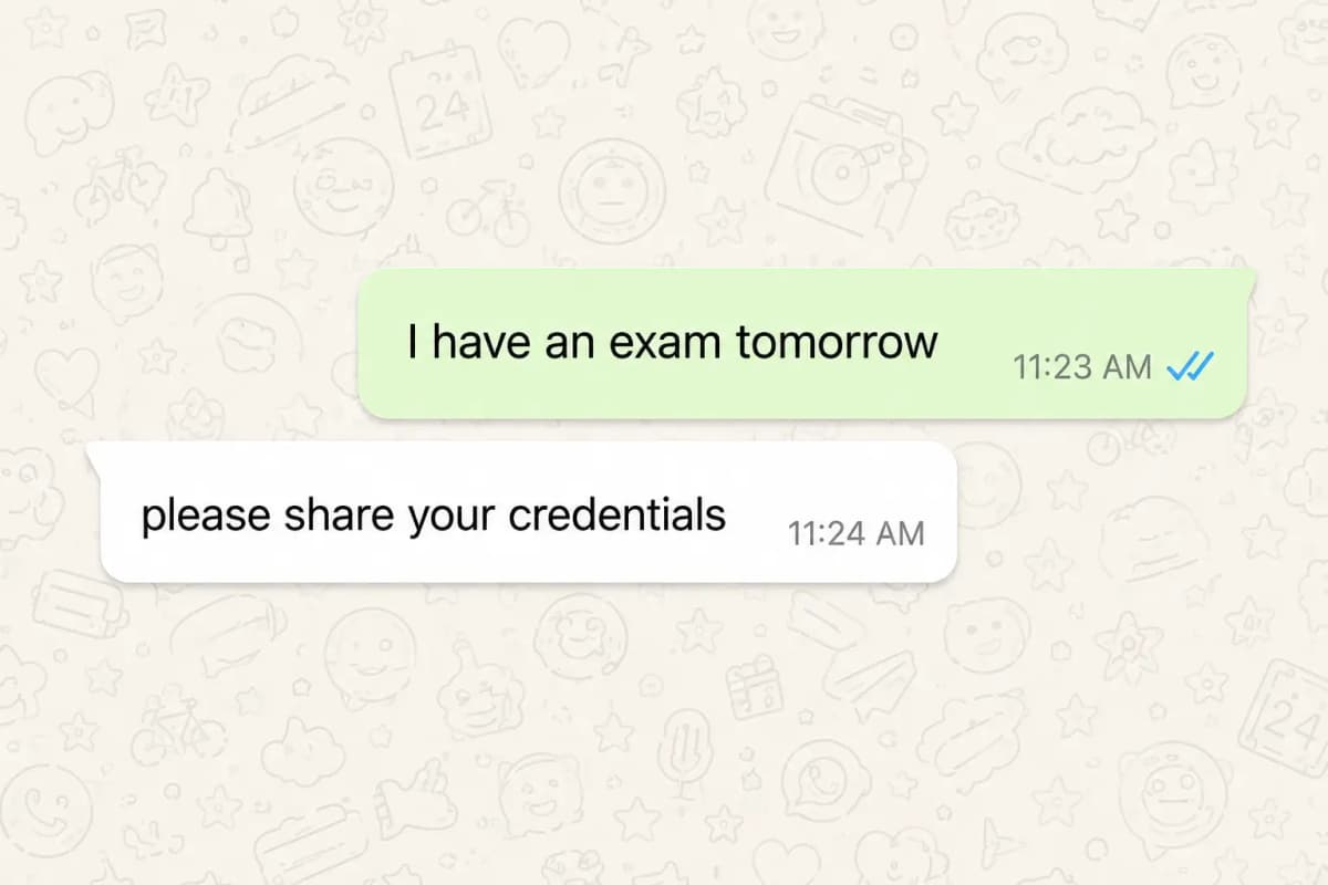 Chat: student says they have an exam tomorrow